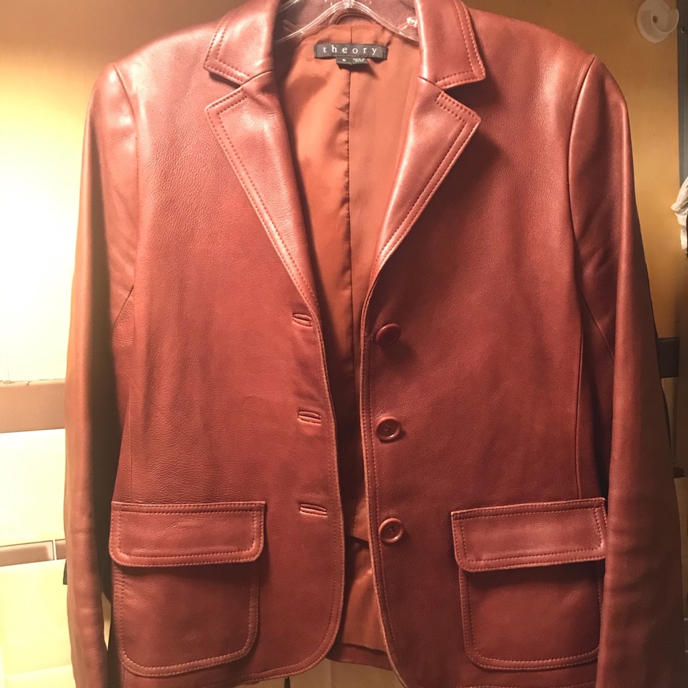 Like new THEORY (burnt red) leather jacket 🥀